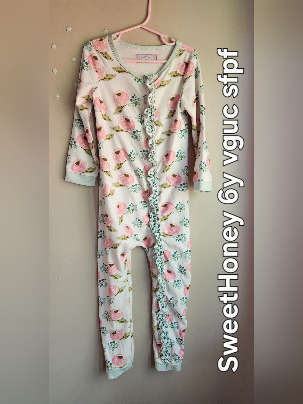 SweetHoney Pink Floral Ruffle-Trim Kids One-Piece